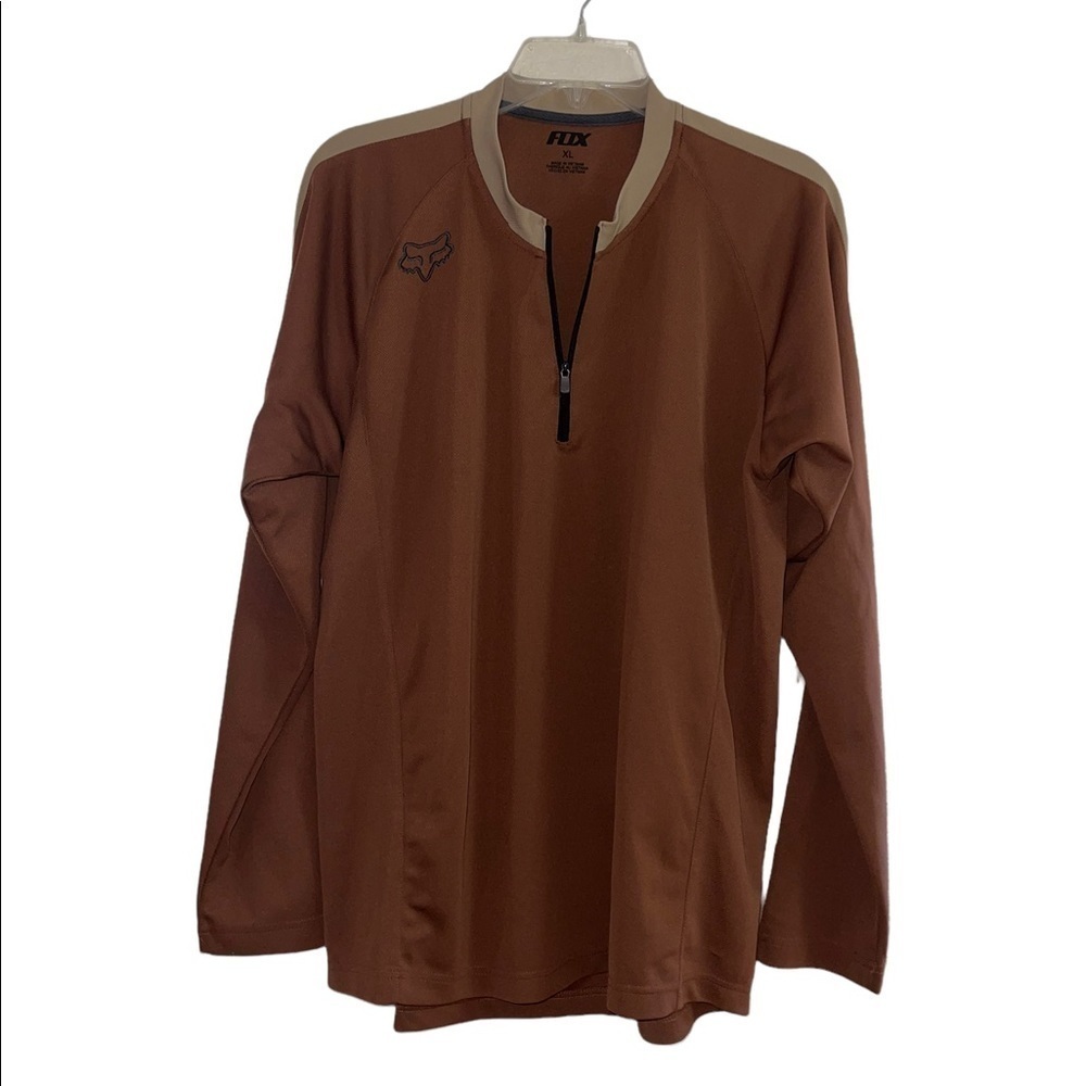 Fox Cycling Shirt. Brown And Tan. Zip Pocket In Back. Size XL GUC